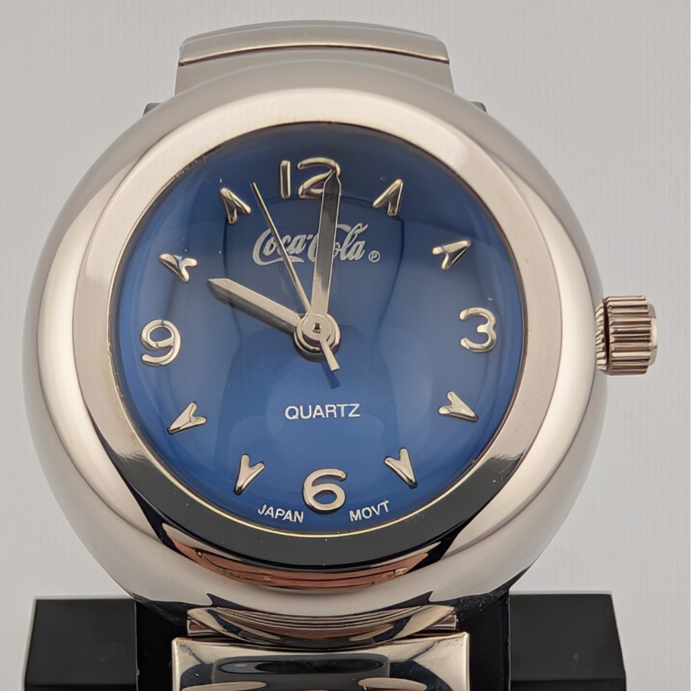 Coca-Cola Hidden Bottle Blue Dial Quartz Watch 2000 Promo Stretch Bracelet 30mm